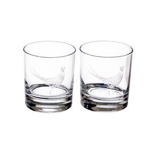 2 Glass Tumblers - Pheasant