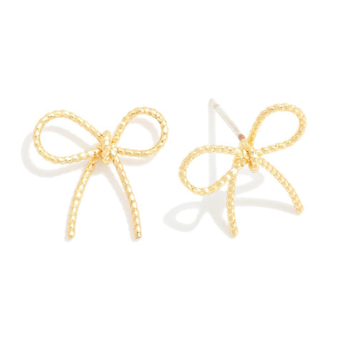 Gold Bow Stud Earrings