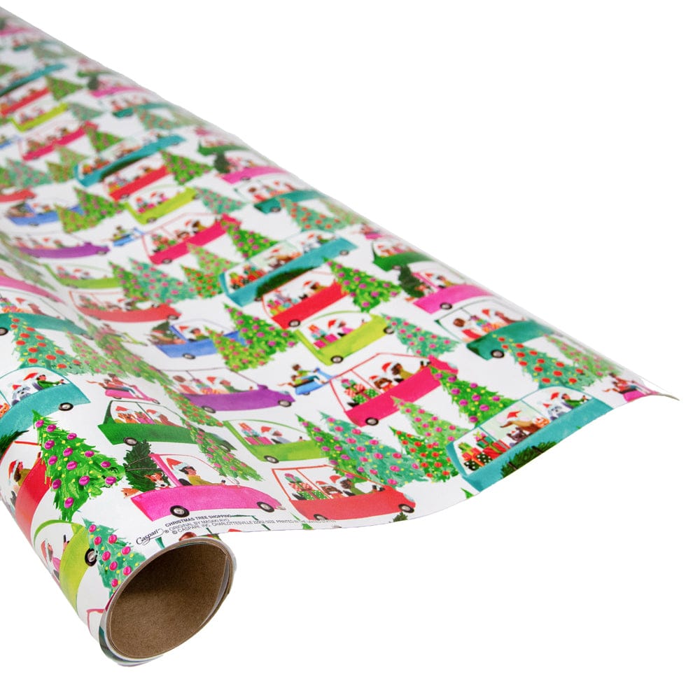 Caspari Christmas Tree Shopping Roll Wrap