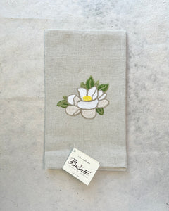 Due Olive Taupe with Magnolia Kitchen Towel (Col. 37, EMBR.MAGNOLIA)