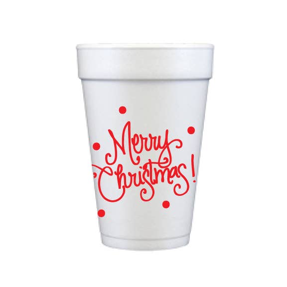 Merry Christmas Red Dot Foam Cups