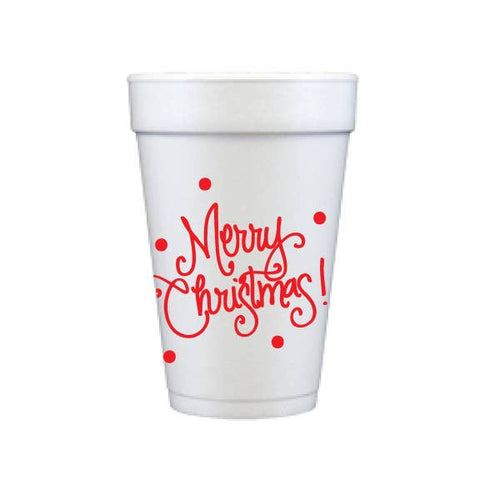 Merry Christmas Red Dot Foam Cups