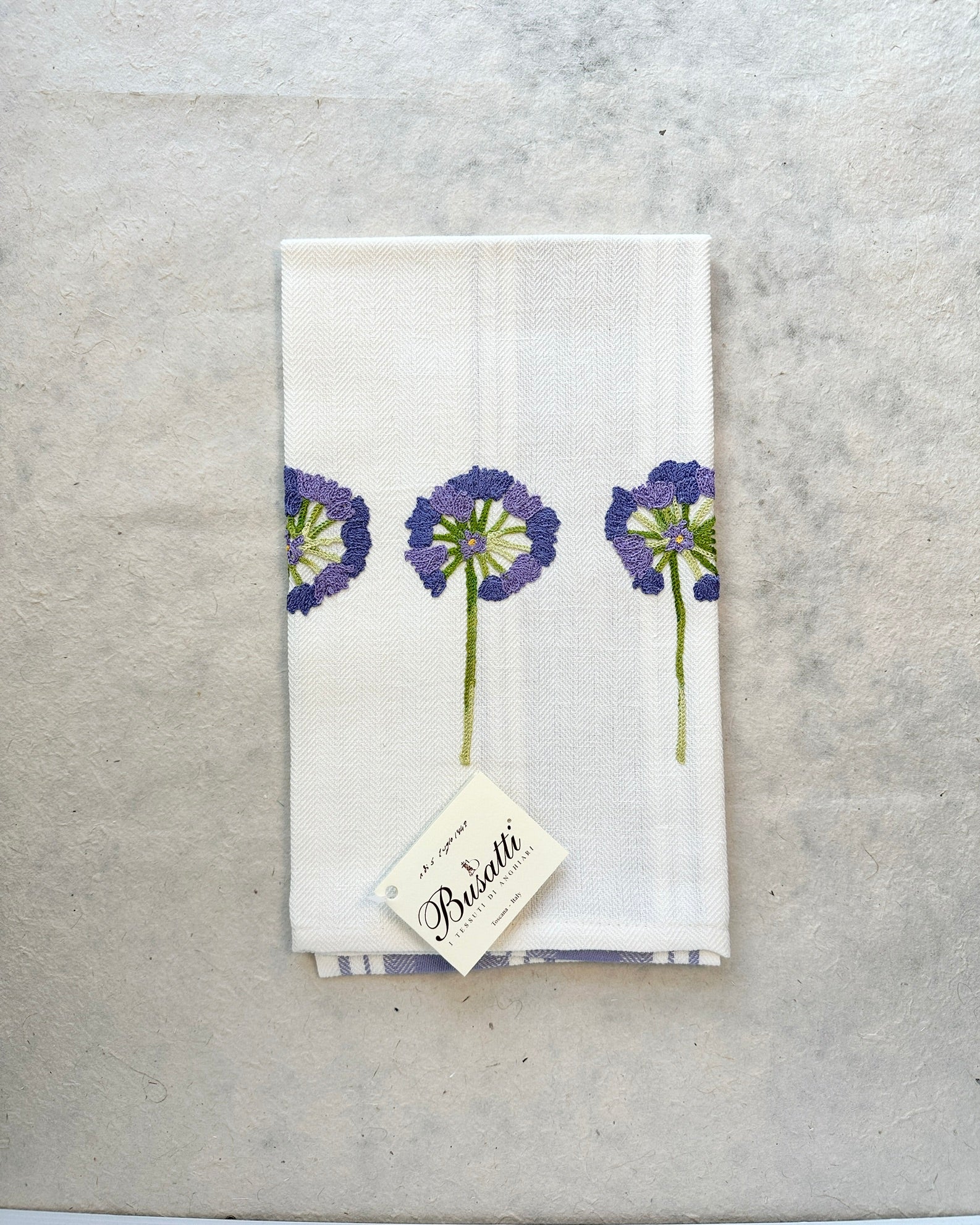 Due Fragole Purple Blooms Kitchen Towel (Col. 36, EMBR.3FIORI015)