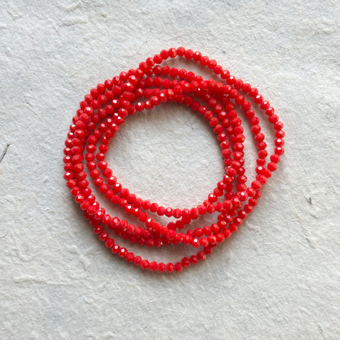 Red stretch bracelet set of 5