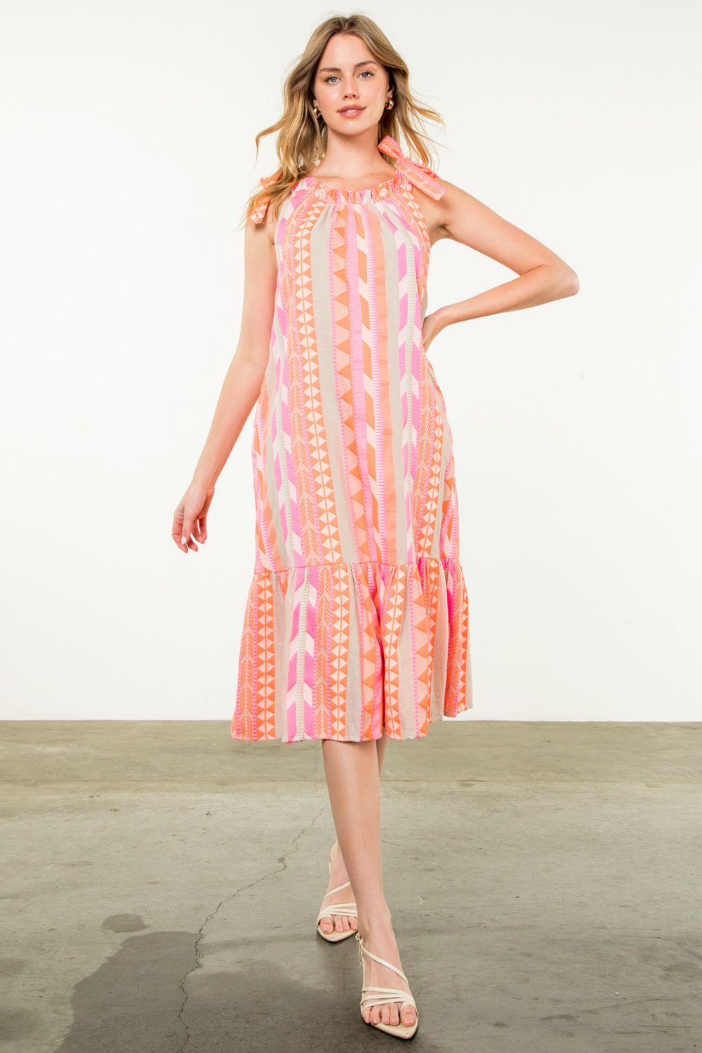 Tie Strap Pattern Dress