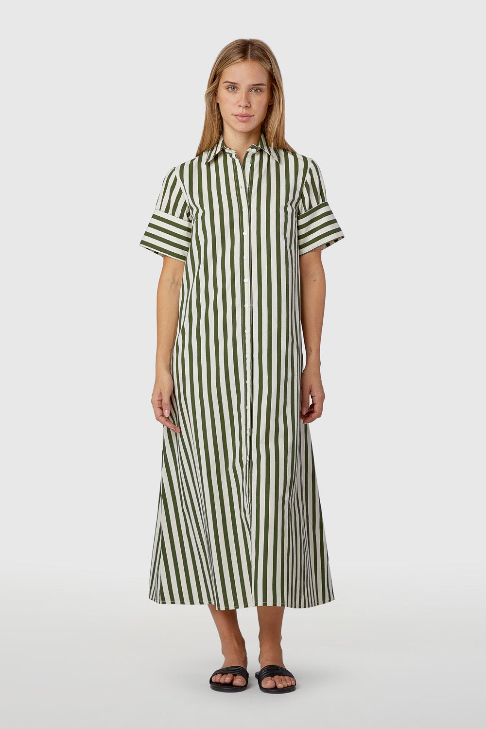 Gibbons Dress Chive Stripe