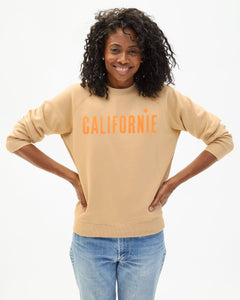 Sweatshirt - Sand w/ Neon Orange Printed Californie