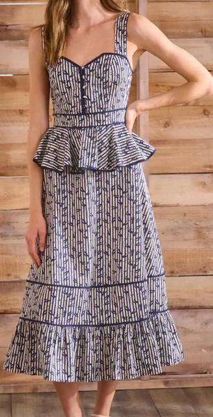 Lacey Dress - Vine Stripe
