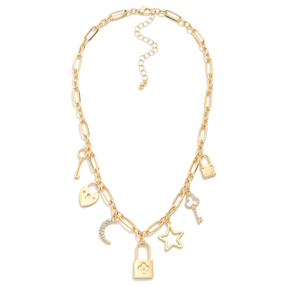 Charm Necklace Lock & Key Charms