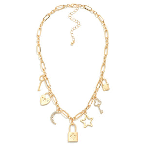 Charm Necklace Lock & Key Charms