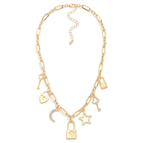 Charm Necklace Lock & Key Charms