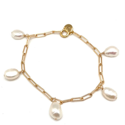 Marie Bracelet - Gold/White Pearls