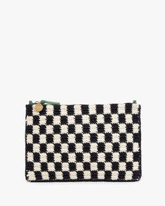 Flat Clutch - Black/Cream Mini Crochet Checker