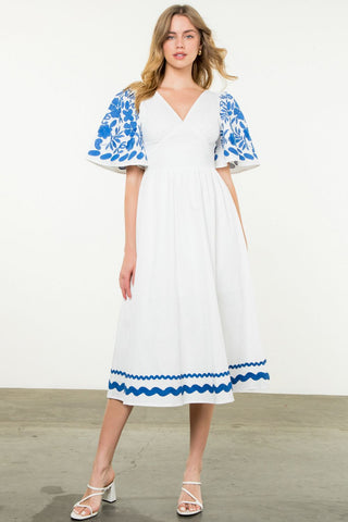 Embroidered detail midi dress