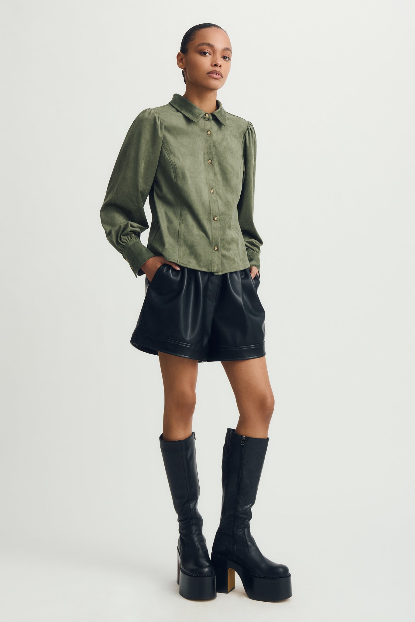 Tara Green Vegan Suede Top