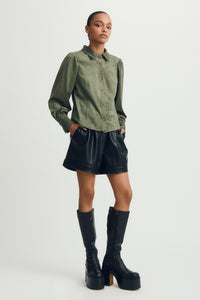 Tara Green Vegan Suede Top