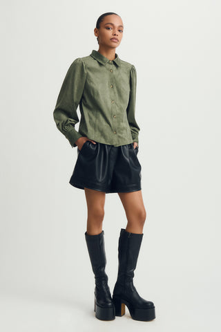 Tara Green Vegan Suede Top