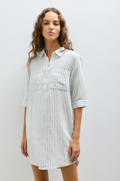 Mitch Dress / White Navy Stripe