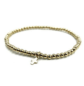 3mm Gold Filled Karma Waterproof Bracelet with Luxe Cross