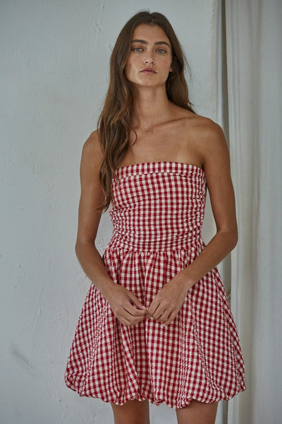 Red Daina Gingham Mini Dress