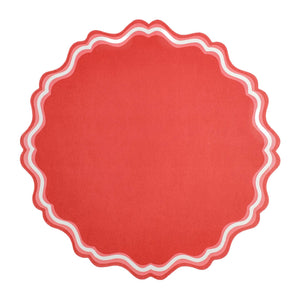 Bright Red Fancy Scallop Paper Placemats