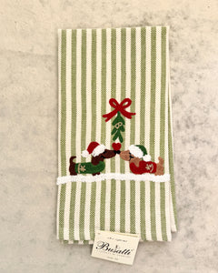 Dachshunds on Sage Pomelo Kitchen Towel (COL.8 EMBR.BASSOTTI INNAM.22)