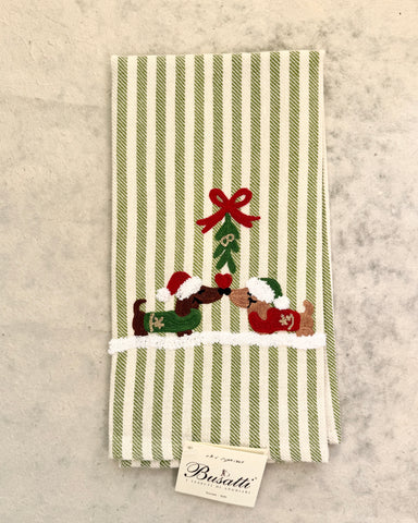 Dachshunds on Sage Pomelo Kitchen Towel (COL.8 EMBR.BASSOTTI INNAM.22)