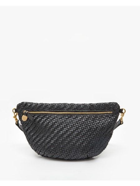 Clare V. Grande Fanny - Black Woven Zig-Zag