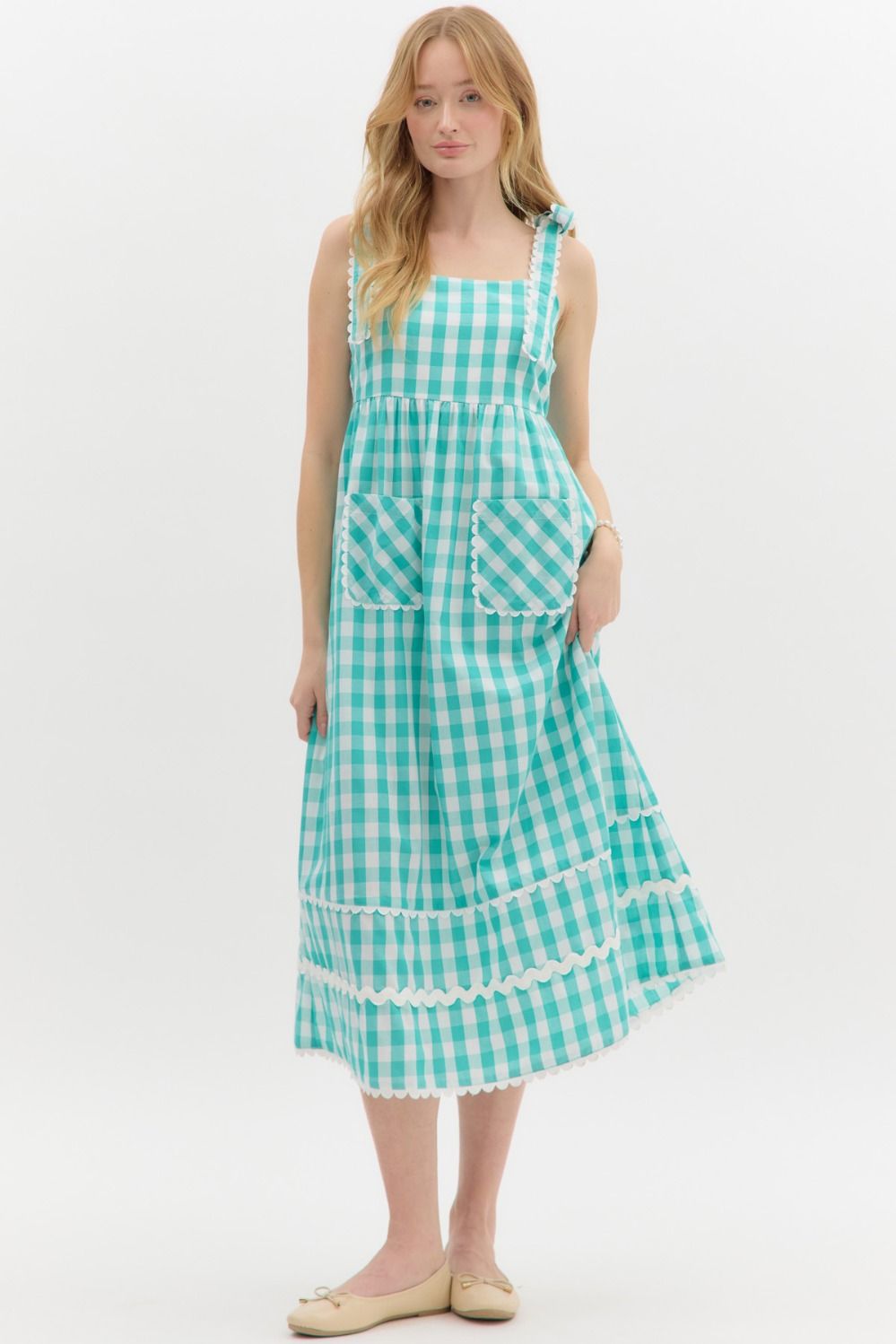 Aqua Gingham Dress