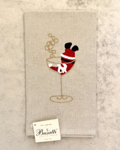 Santa Coupe on Taupe Due Olive Kitchen Towel (COL.37 EMBR.BABBO NAT BICCH.)