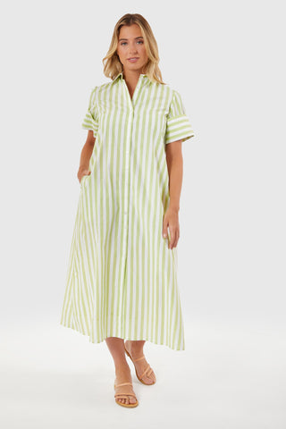 Gibbons Dress Lime Stripes