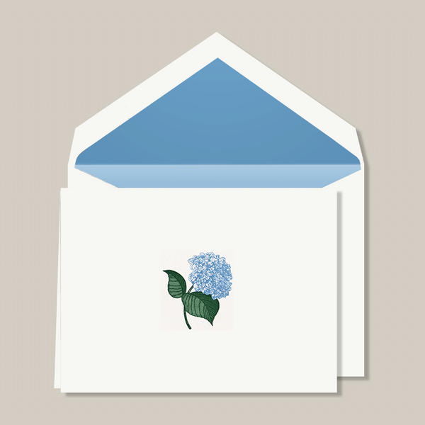 Crane Hand Engraved Blue Hydrangea Note - 25 ct