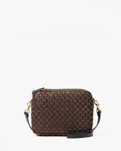 Midi Sac - Leather & Suede Woven Checker, Black & Chocolate