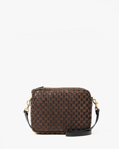 Midi Sac - Leather & Suede Woven Checker, Black & Chocolate