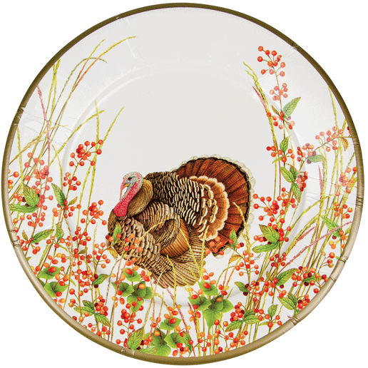 Caspari Turkey and Berries Dinner Plates