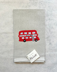 Due Olive Taupe with Double Decker Kitchen Towel (Col. 37, EMBR.OXFORD BUS)
