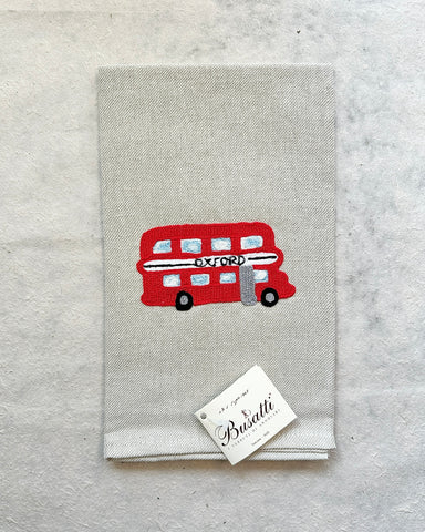 Due Olive Taupe with Double Decker Kitchen Towel (Col. 37, EMBR.OXFORD BUS)