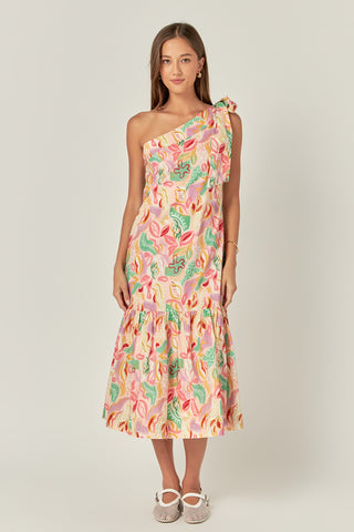 Multi One-Shoulder Printed Dress
