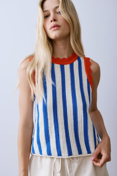 Azul Sweater - Blue Vertical Stripe