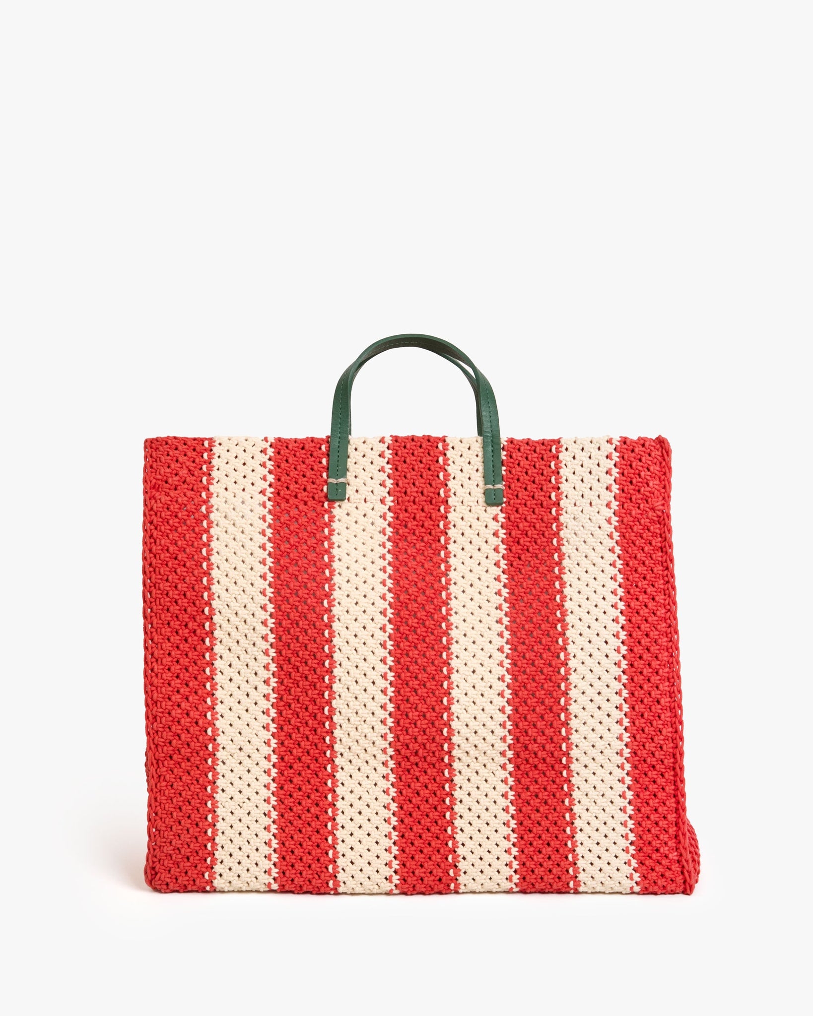 Summer Simple Tote - Crochet Stripe - Cream/Bright Poppy
