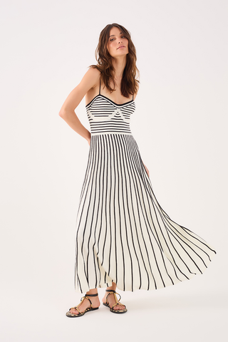 Knit Striped Dress - Natural/Black