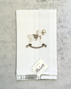 Rocking Horse on Gray Due Fragole Kitchen Towel (COL.25 EMBR.CAVAL15)
