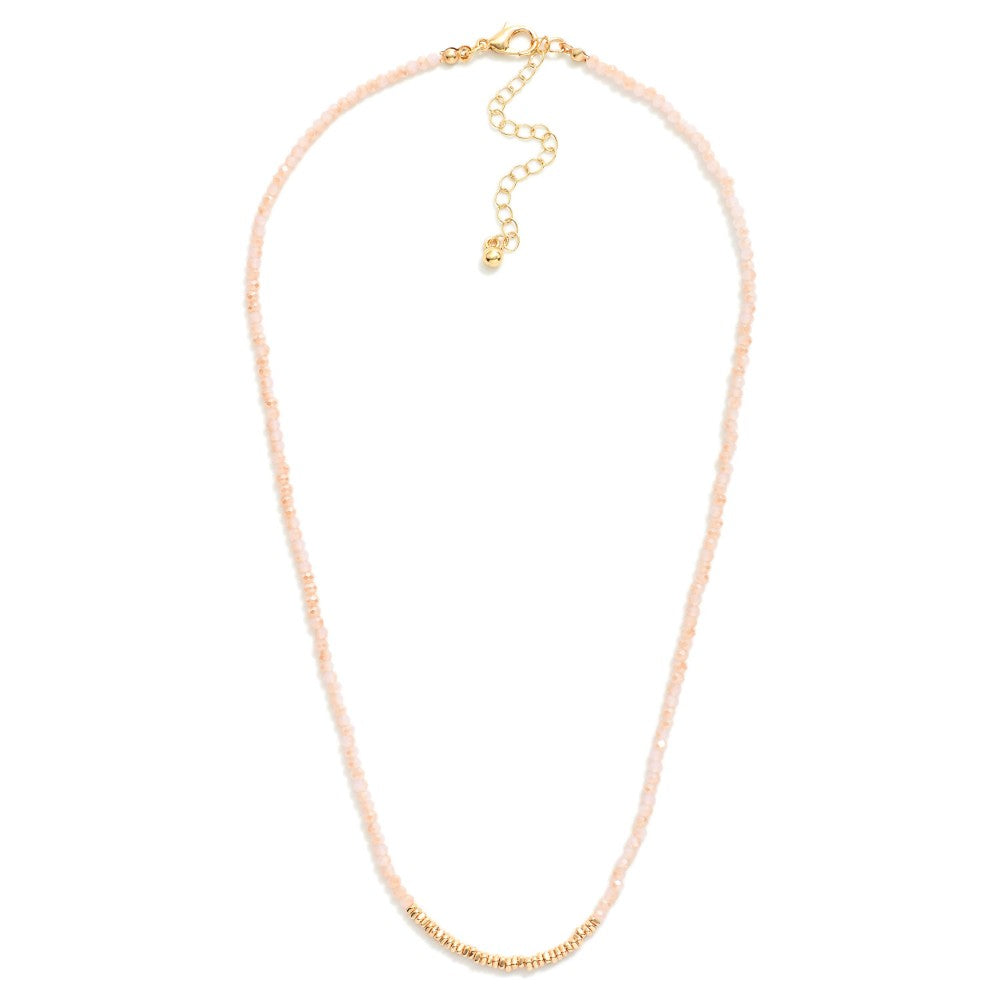 Pale Pink Faceted Bead Necklace