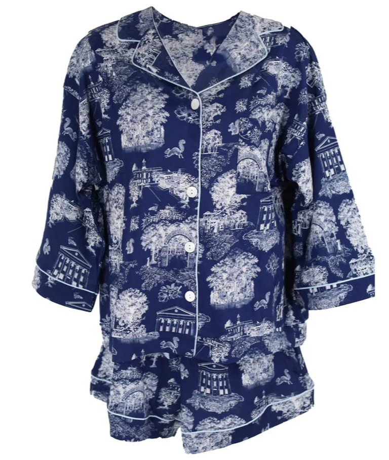 Oxford Toile Sunday Morning Pajama Shorts Set
