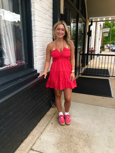 Red Halter Mini Dress