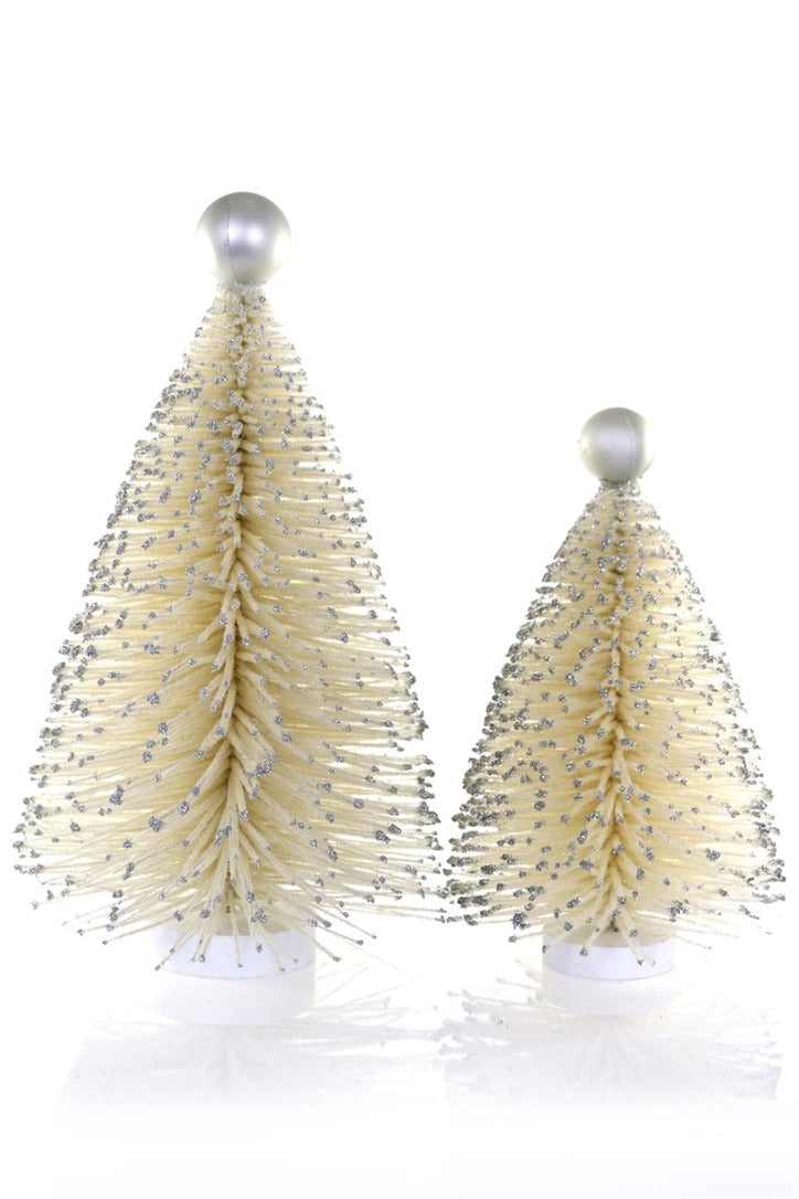 Gold Flaked Bottle Brush Trees Set of 2