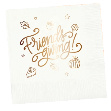 Friendsgiving Napkins - White with Copper Foil