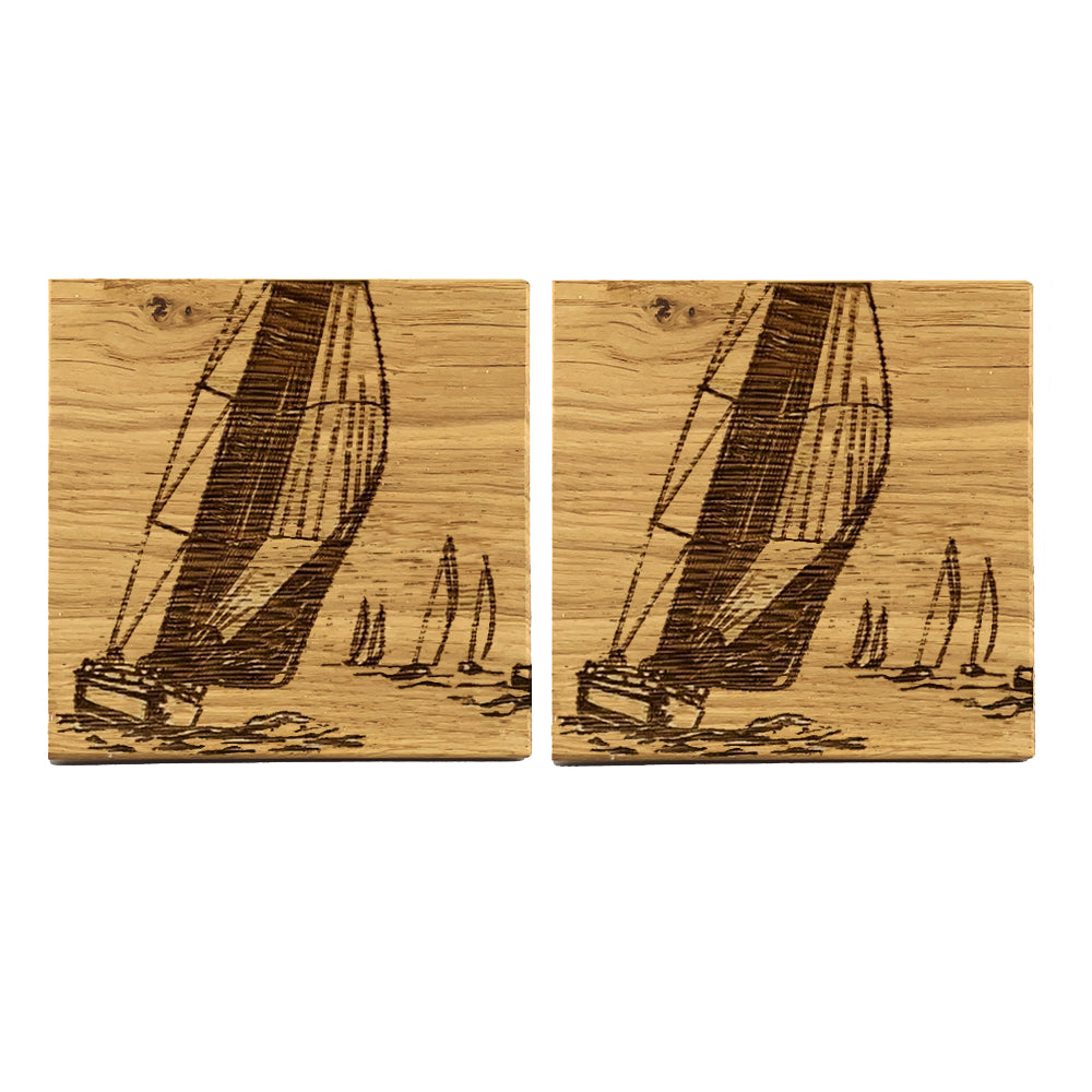 2 Oak Coasters - Yachting