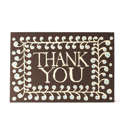 Card Thank You Pattern Coffee and Sky Blue
