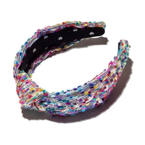 Lele Sadoughi Knotted Headband - Silver Metallic Confetti